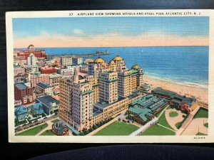 Vintage Postcard 1934 Airplane View Hotels and Steel Pier Atlantic City N.J.