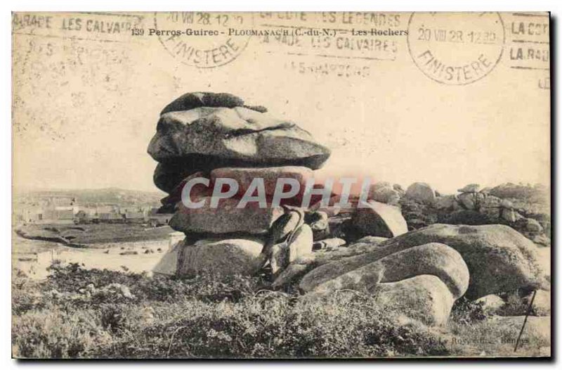 Old Postcard Perros Guirec Ploumanach C N The Rocks
