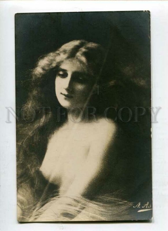 3115902 Semi-NUDE Lady LONG HAIR by Angelo ASTI vintage PHOTO