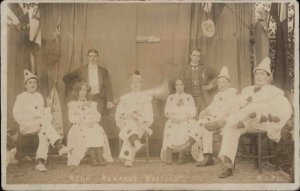 Leicester Cancel Clowns Pierrots Vaudeville Rene Renard's Follies c1910 RPPC