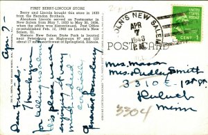 New Salem IL State Park First Berry-Lincoln Store US Post Office 1948 Postcard