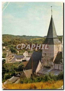 Postcard Modern Veulettes sur Mer Seine Maritime Church and City Hall