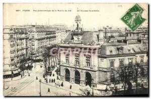 Old Postcard Paris Panoramic View of the City Council and XX Avenue Gambetta