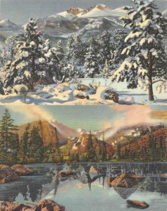Colorado CO   LONGS PEAK~Snow & BEAR LAKE  Rocky Mountain Park  *2* Postcards