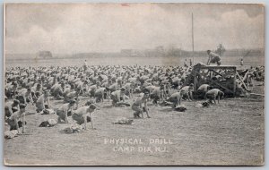 Vtg Military Camp Dix New Jersey NJ Army Soldiers Physical Drill 1910s Postcard