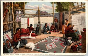 Work Room, Indian Building Weaving Albuquerque NM c1932 Vintage Postcard I28 