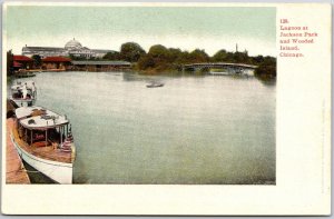 Lagoon At Jackson Park Wooded Island Chicago Illinois IL Boats Bridge Postcard