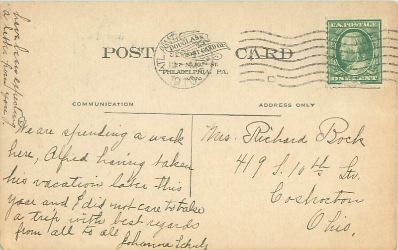 Atlantic City Boardwalk, New Jersey Smiths Rolling Chairs Bldg, 1910 Postmark