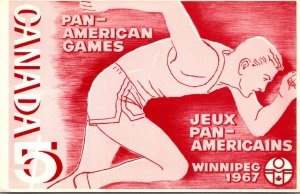 Stamps On Postcard 1967 Winnipeg Pan American Games Commemorative