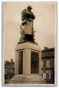 Sainte-Menehould Marne France RPPC Photo Postcard WW1 Statue Aux Morts c1920's