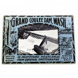 c1940s Grand Coulee Dam, Wash. 18 Photo Tone View Cards Set Ellis Folder WA A20