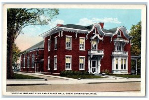 c1930's Thursday Morning Club And Walker Hall Great Barrington MA Postcard