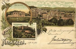 ottoman palestine israel, NAZARETH, Multiview, Hotel Germania, Orphanage (1898)