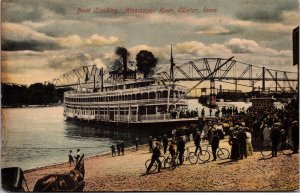 Postcard Boat Landing on the Mississippi River in Clinton, Iowa