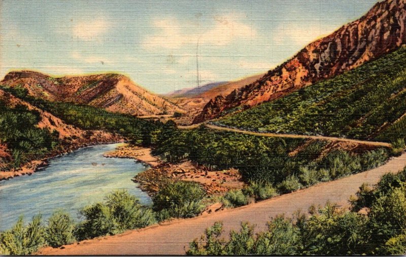 New Mexico Rio Grande Canyon 1949 Curteich