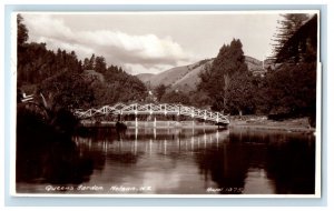 c1940's Queen Garden Bridge Nelson New Zealand RPPC Photo Vintage Postcard