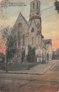 Hagerstown Maryland c1910 Postcard Presbyterian Church Hand Colored