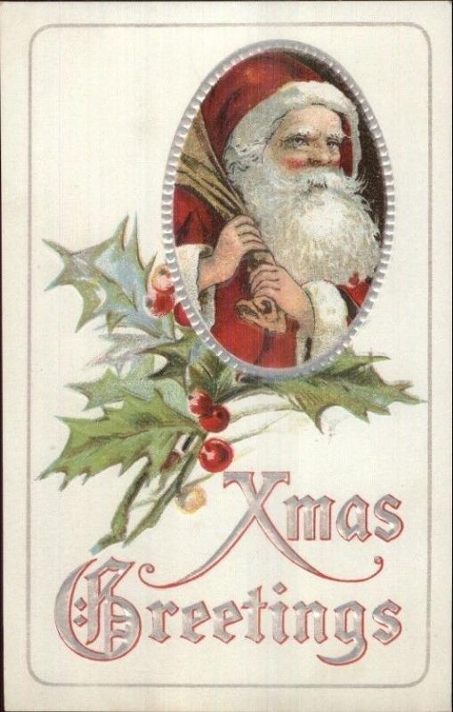 Christmas - Santa Claus w/ Sack Over Shoulder c1910 Postcard EXC COND