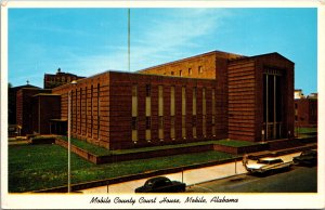 Postcard Alabama Mobile County Court House Classic Cars Curt Teich 1960 V187