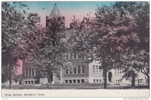 Street view showing High School, Sanborn, Iowa, PU-00-10s