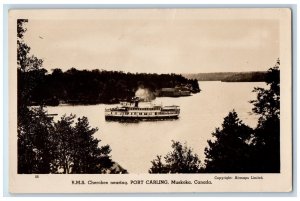 R.M.S. Cherokee Steamer Ship Port Carling Muskoka Canada RPPC Photo Postcard