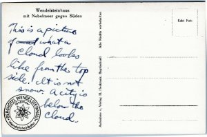 postcard Wendelsteinhaus with sea of ​​fog against south RPPC