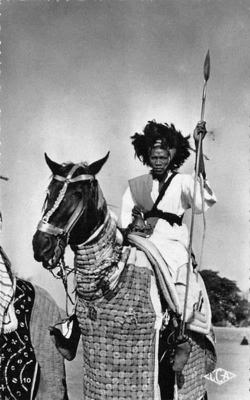 RPPC CHAD Cavalier foulbe du sultan de Binder AFRICA Man & Horse c1940s Postcard