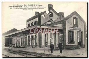 Old Postcard War Of Battle Marne Fere Champenoise station bombed Army