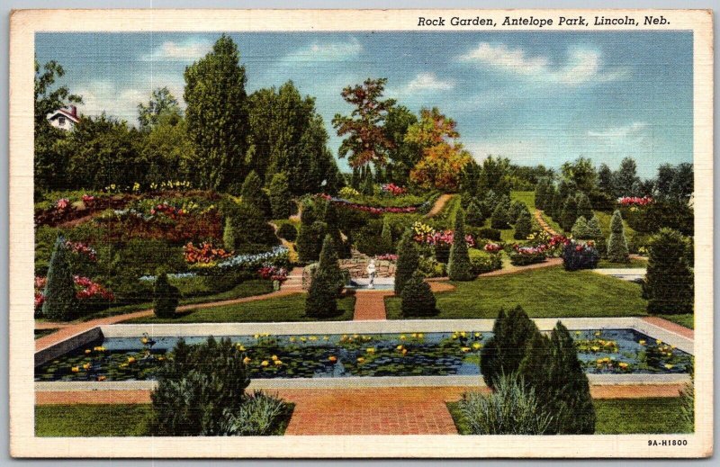 Lincoln Nebraska 1940s Postcard Rock Garden Antelope Park