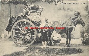 Italy, Roma, Rome, Carrettiere a Vino, Horse Drawn Wine Cart, No 9943