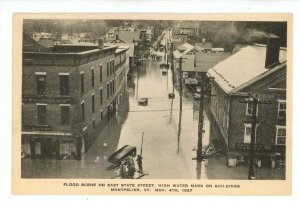 VT - Montpelier. Nov 4, 1927 Flood, E. State Street, High Water Mark on Bldgs