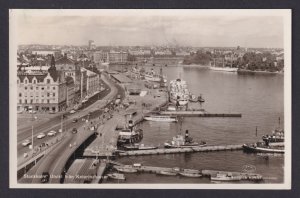 Vintage postcard Stockholm Sweden Katarinahissen view Skeppsbron harbor