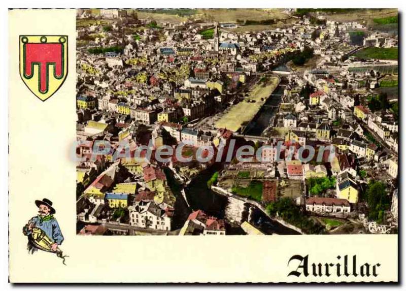 Old Postcard Aurillac view Aerienne