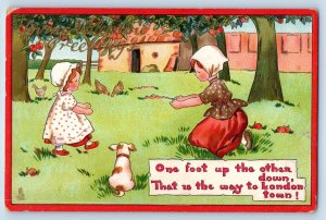 Valentine Greetings Postcard Mother And Child Nursery Rhyme Embossed Tuck c1910s