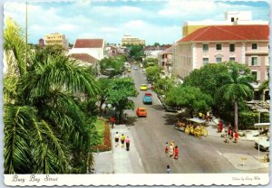 Postcard - Busy Bay Street - Nassau, Bahamas