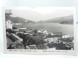 Poros Greece View over the Rooftops Across The Bay Vintage RP Postcard