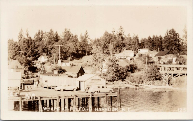 Wharf at Fulford Harbour Salt Spring Island c1949 BC Real Photo Postcard G29