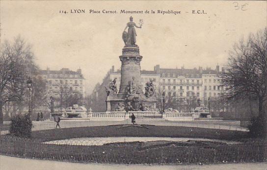 France Lyon Place Carnot Monument de la Republique 1911