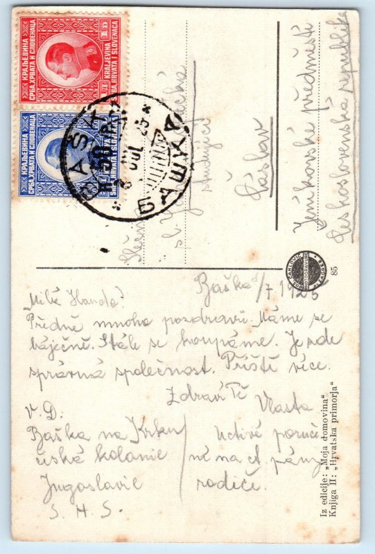 Primorje-Gorski Kotar Croatia Postcard Baška Village Resort Town River View 1925