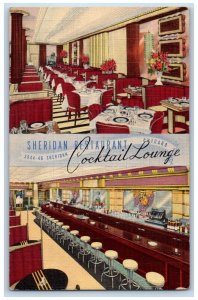 Chicago Illinois IL Postcard Sheridan Restaurant Multiview Interior 1940 Antique