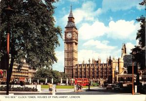 BR91005 big ben clock tower houses of parliament london  double decker bus  uk