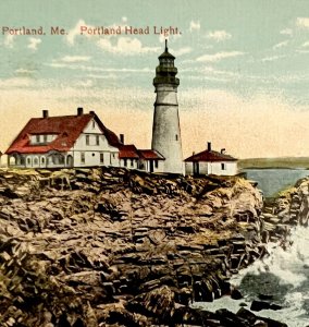 Lighthouse Portland Head Maine Postcard Nautical New England Coast 1910s DWS5B