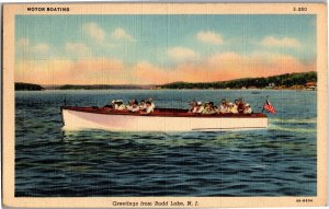 Greetings from Budd Lake NJ Sightseeing Boat Vintage Postcard T09