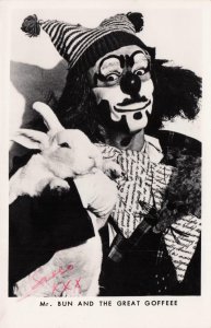 Mr Bun Great Goffeee Old Welsh Clown Gypsy & Rabbit Hand Signed Postcard