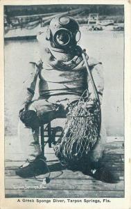 Asheville Greek Sponge Diver 1940s Tarpon Springs Florida postcard 781