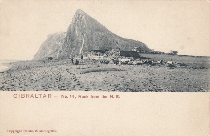 P1876 old postcard gibraltar #14, rock from the n.e.