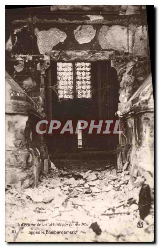 Old Postcard Militaria Interior of the Cathedral of Reims after Bombing