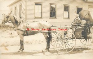 Black Americana, RPPC, Man in Horse Drawn Carriage with Milk Can, Photo