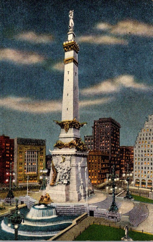 Indiana Indianapolis Soldiers and Sailors Monument At Night 1944