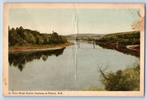 1951 Pokiok New Brunswick Canada Vintage Postcard St. John River Scenic Highway